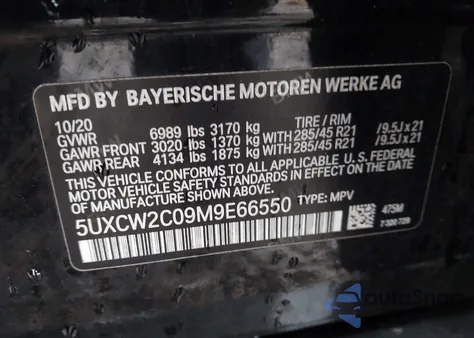 2021 BMW X7 xDrive40I z USA, uszkodzony, nr VIN 5UXCW2C09M9E66550
